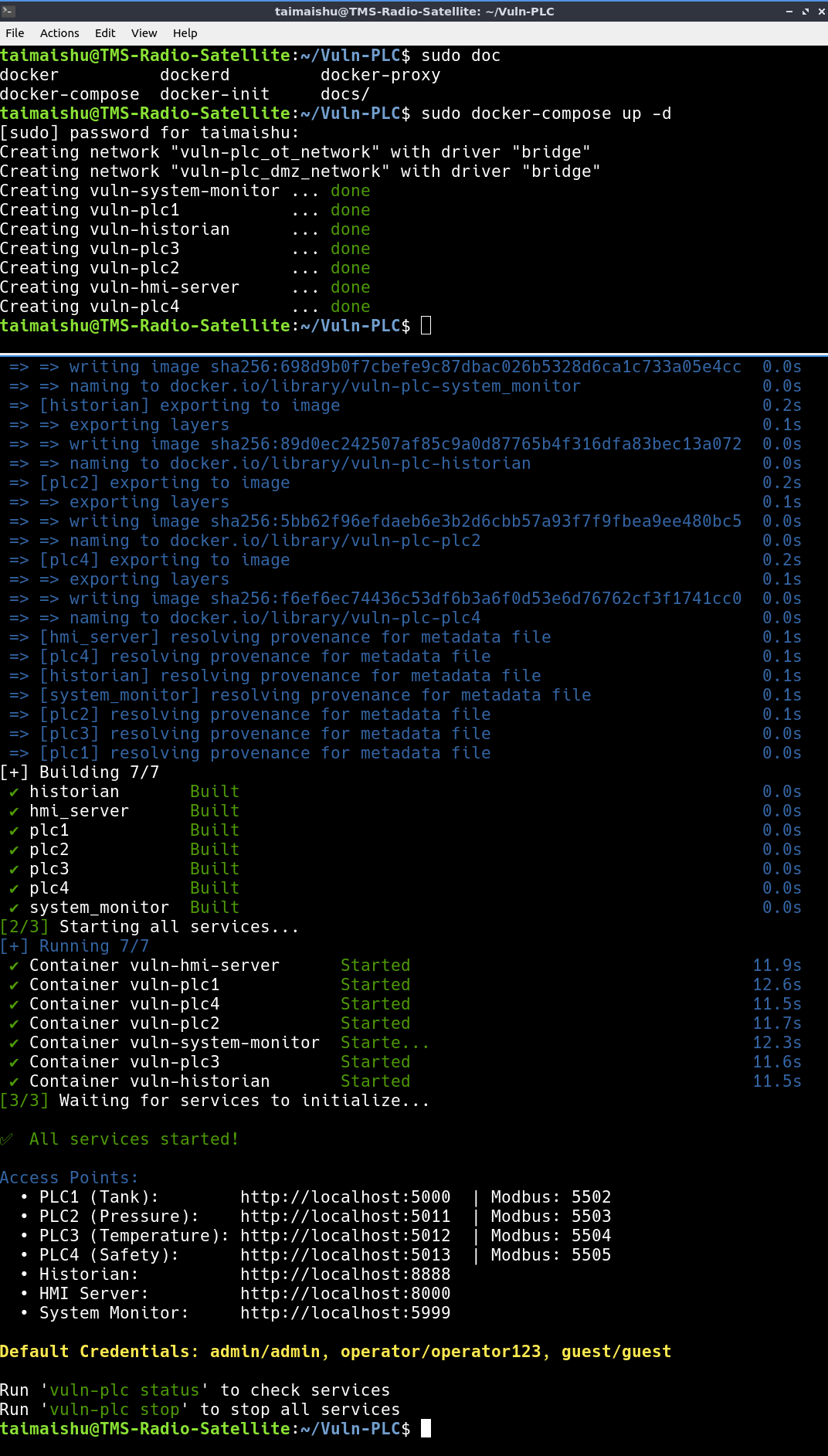 Vuln-PLC lab startup